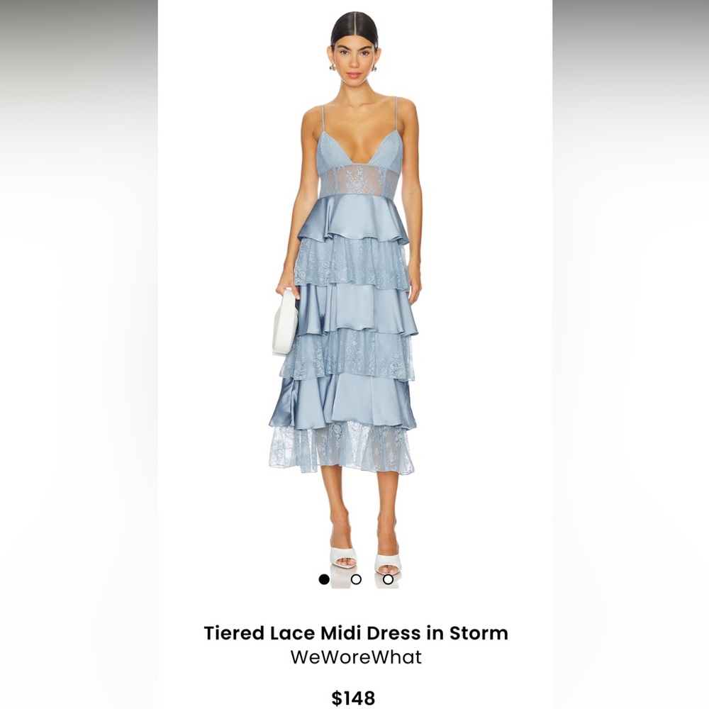 NWT WeWoreWhat Tiered Lace Mini Dress - Storm - XS